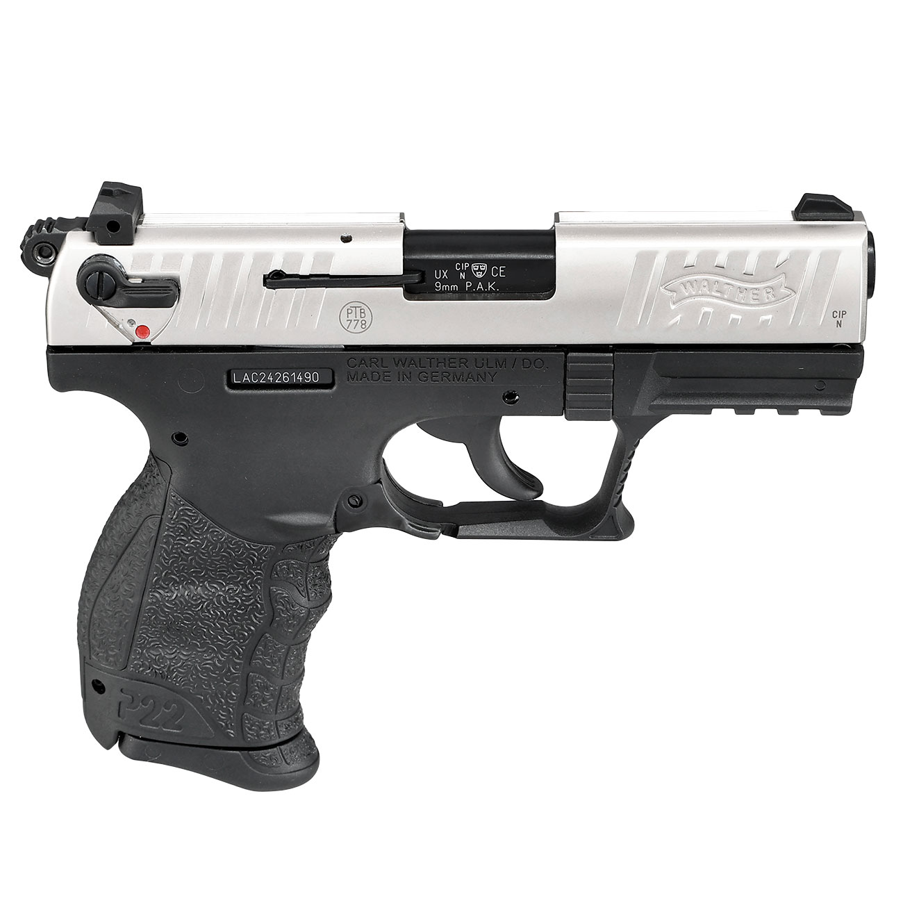 Walther P22Q Schreckschuss Pistole 9mm P.A.K. nickel inkl. austauschbare Griffrcken (S, L) Bild 3