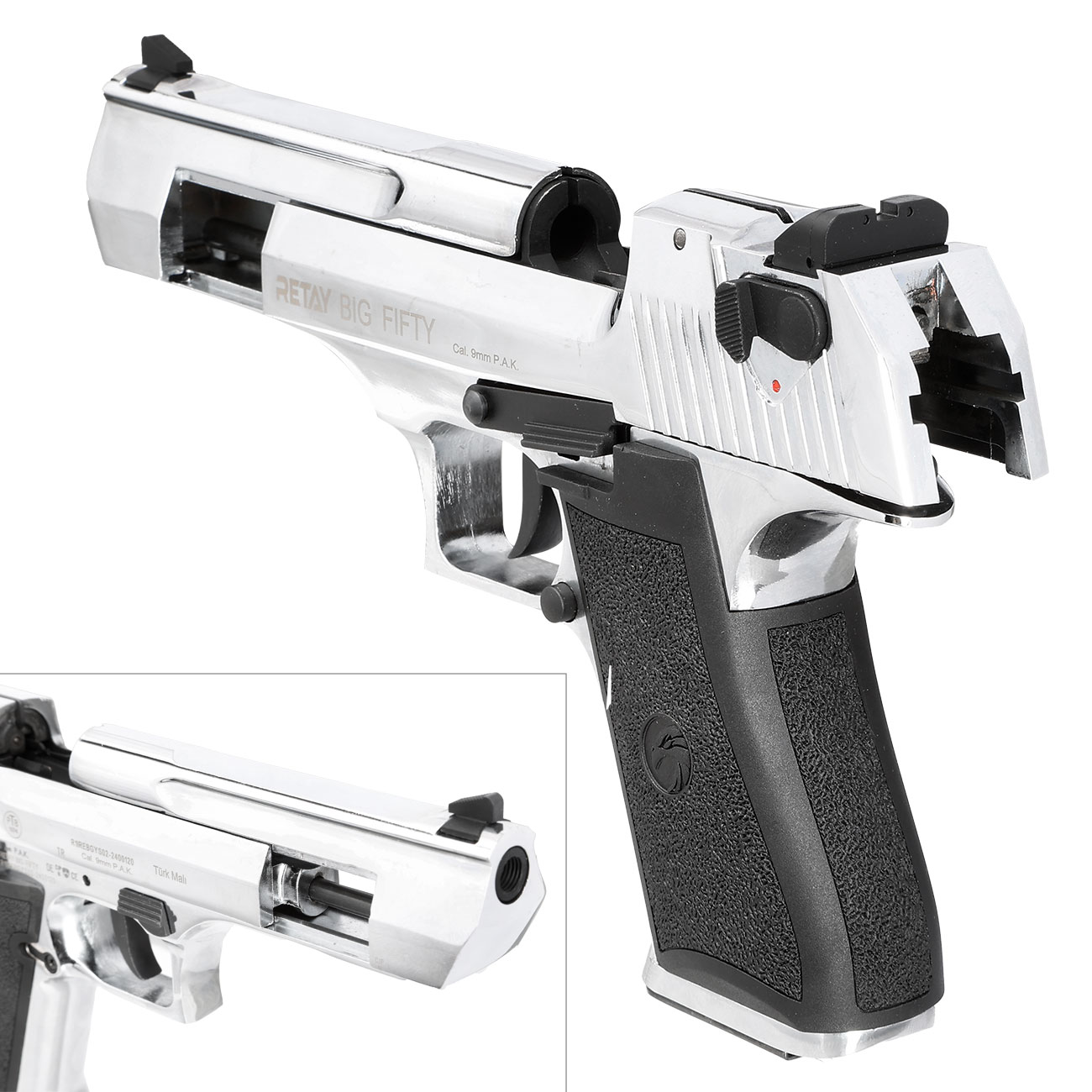 Retay Big Fifty Schreckschusspistole 9mm P.A.K. chrome-finish Bild 8