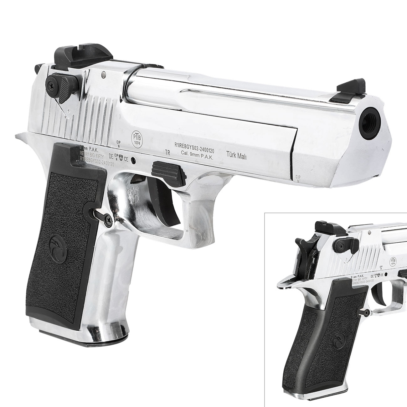 Retay Big Fifty Schreckschusspistole 9mm P.A.K. chrome-finish Bild 9