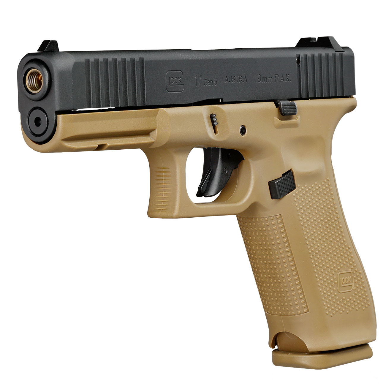 Glock 17 Gen5 Schreckschuss Pistole 9mm P.A.K. coyote French Army Edition inkl. Glock Koffer und Wechsel-Griffrcken Bild 2