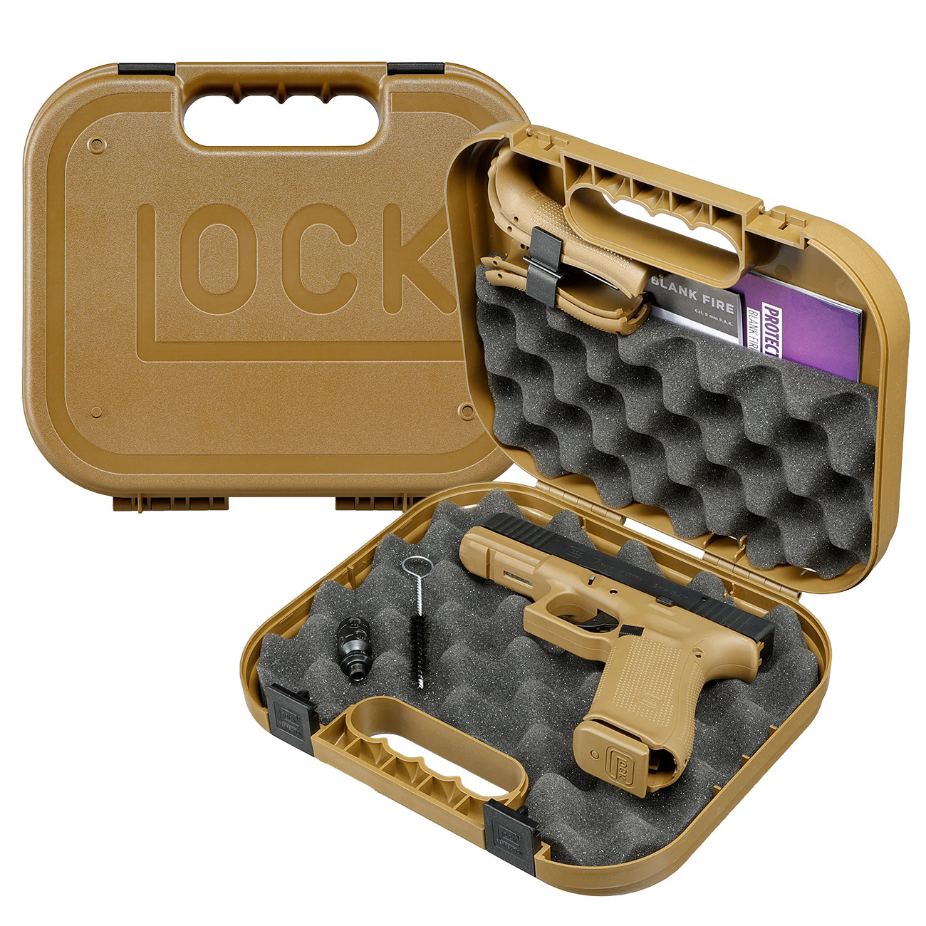 Glock 17 Gen5 Schreckschuss Pistole 9mm P.A.K. coyote French Army Edition inkl. Glock Koffer und Wechsel-Griffrcken Bild 4