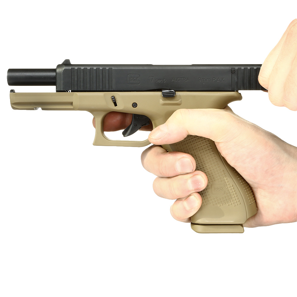 Glock 17 Gen5 Schreckschuss Pistole 9mm P.A.K. coyote inkl. Waffenkoffer Bild 10