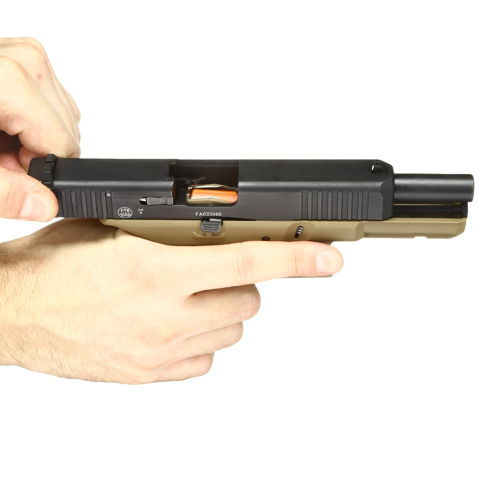 Glock 17 Gen5 Schreckschuss Pistole 9mm P.A.K. coyote inkl. Waffenkoffer Bild 11