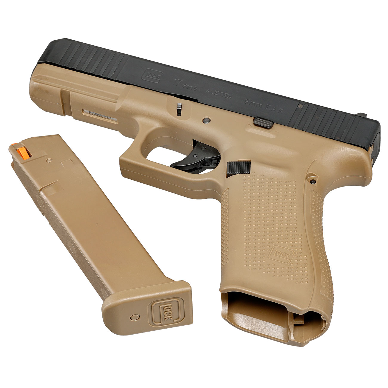 Glock 17 Gen5 Schreckschuss Pistole 9mm P.A.K. coyote inkl. Waffenkoffer Bild 6