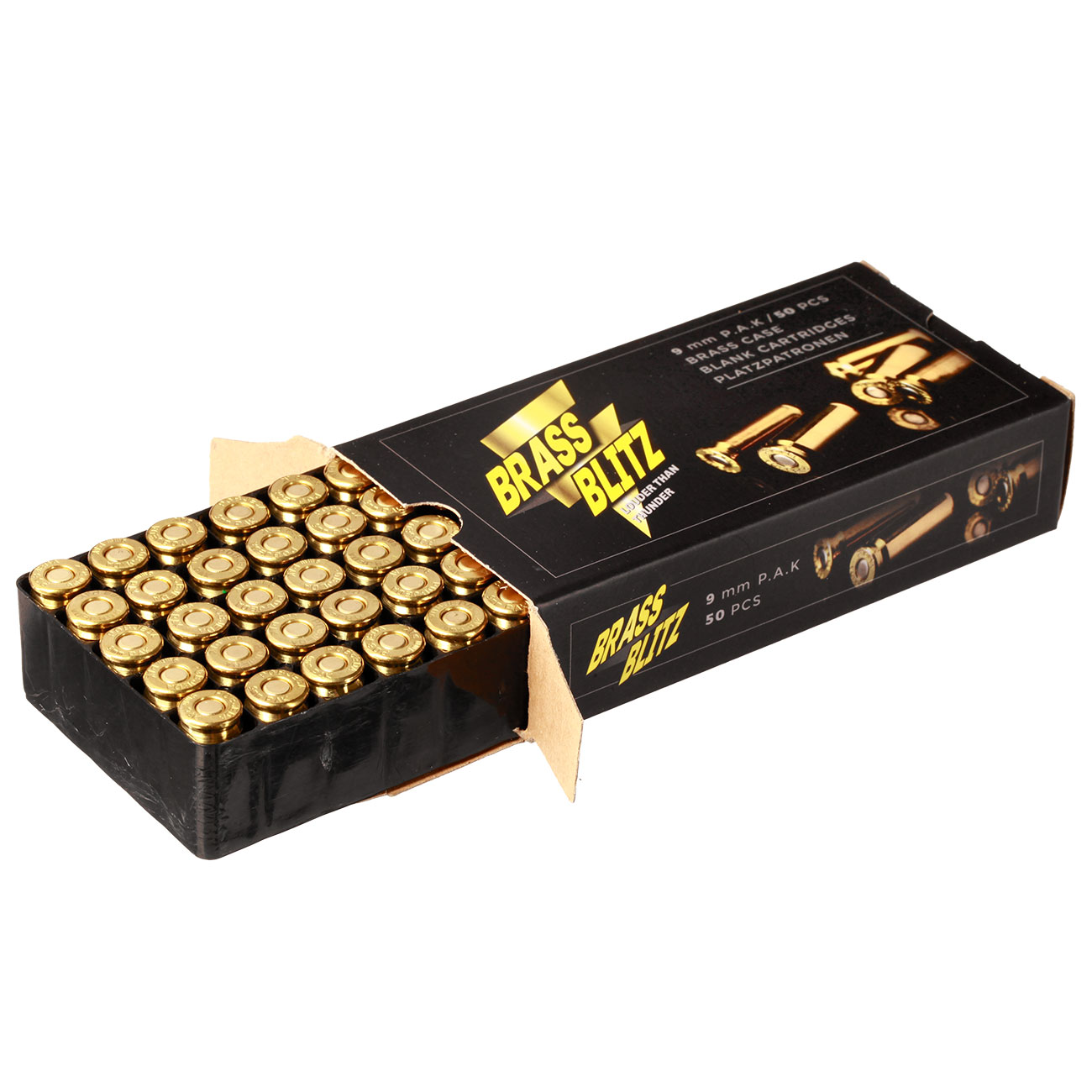 Pobjeda Brass Blitz Knallpatronen 9mm P.A.K. 50 Stck - Messinghlse Bild 3