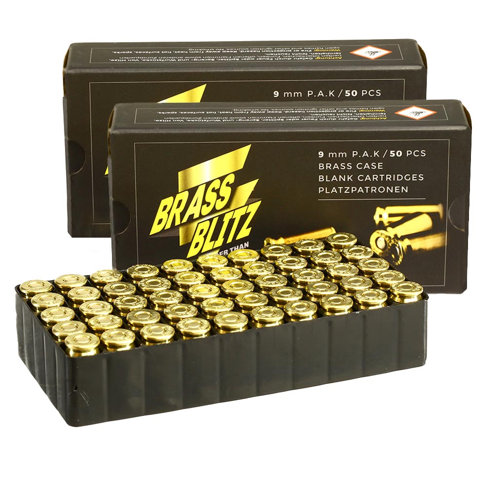 Pobjeda Brass Blitz Knallpatronen 9mm P.A.K. - Messinghlse 2x 50 Stck