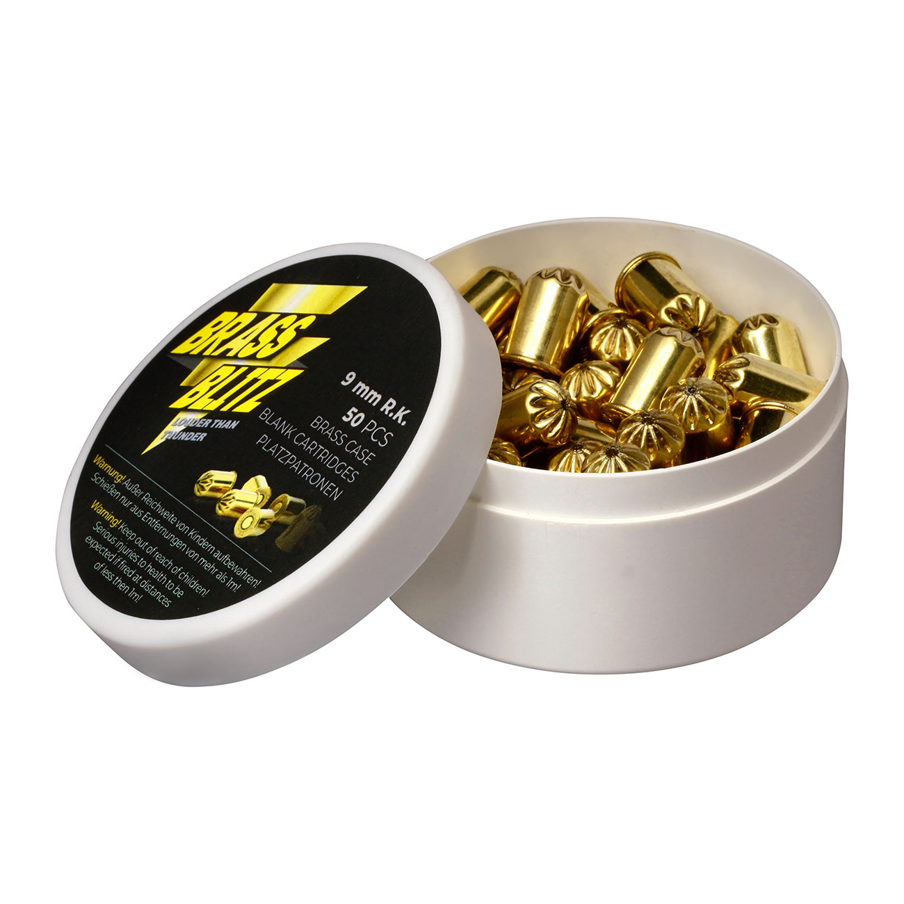 Pobjeda Brass Blitz Knallpatronen Kal. 9 mm R.K. 50 Stck - Messinghlse Bild 1