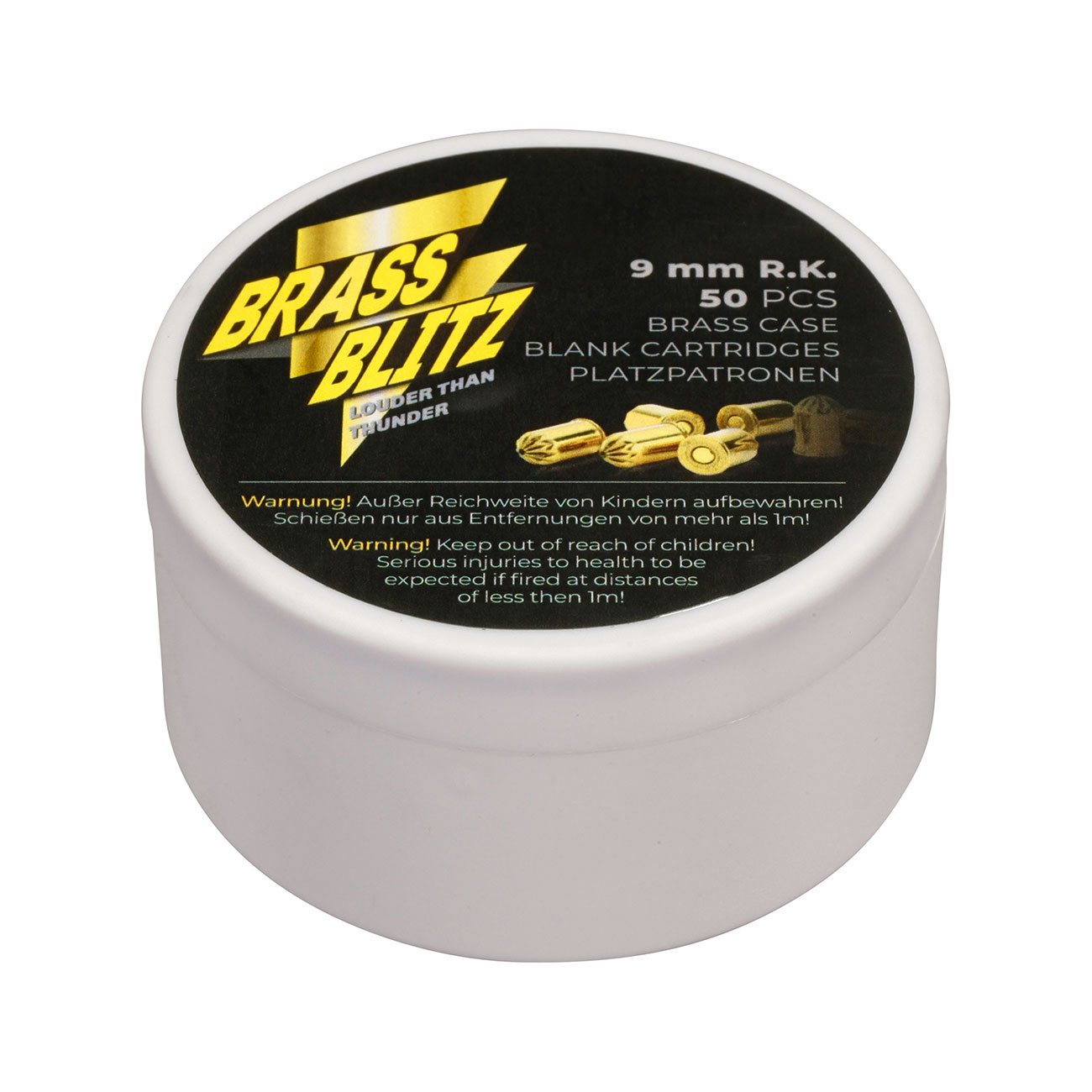 Pobjeda Brass Blitz Knallpatronen Kal. 9 mm R.K. 50 Stck - Messinghlse Bild 2