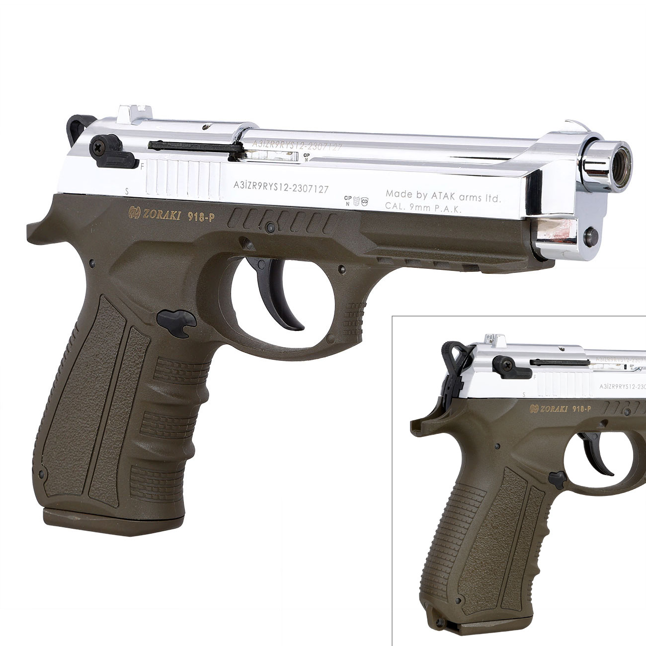 Zoraki 918 Schreckschuss-Pistole 9mm P.A. ODG chrom Bild 9