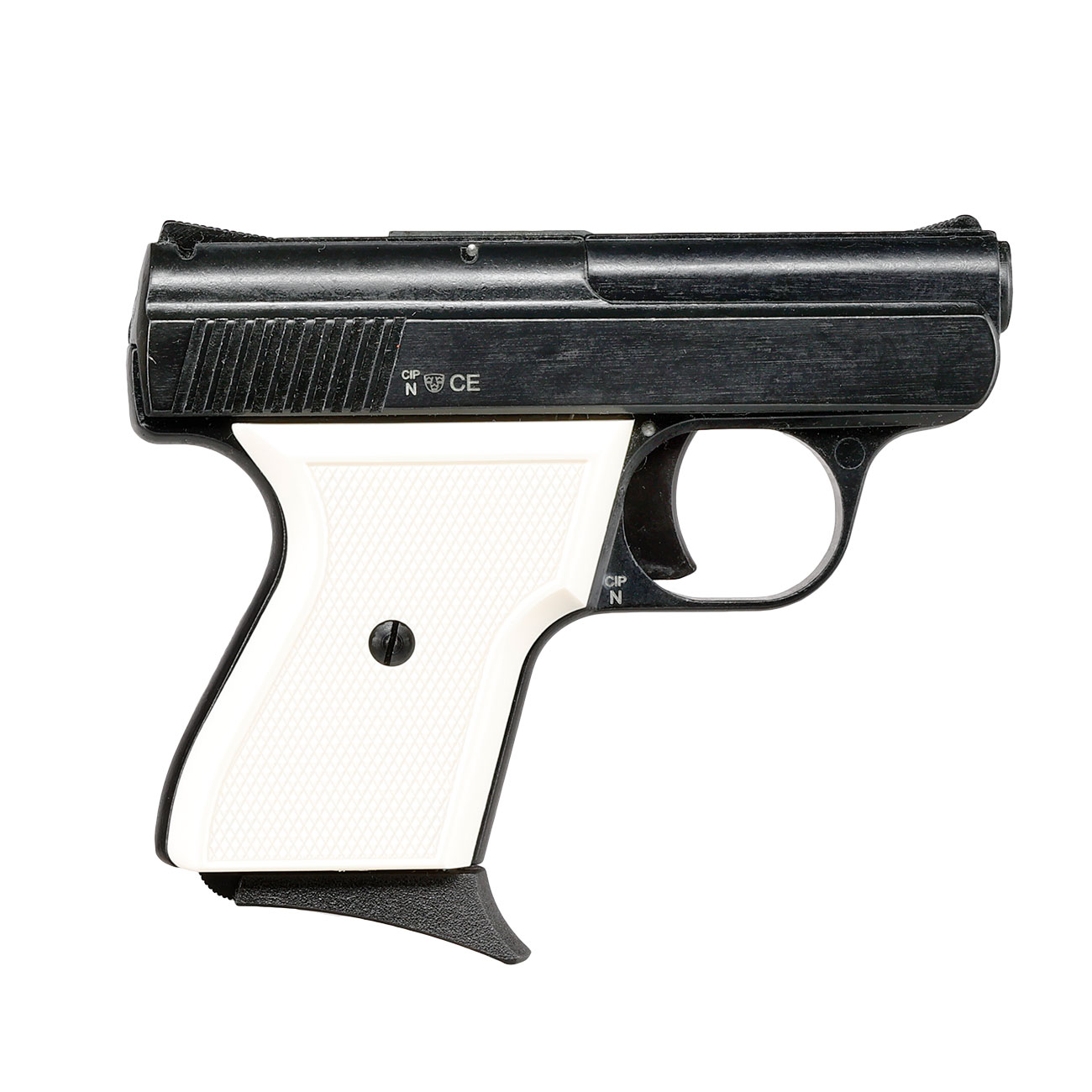 Record Mod. 15-9 Snowflake Schreckschuss Pistole 9mm P.A.K. brniert weie Griffschalen inkl. Waffenkoffer Bild 3