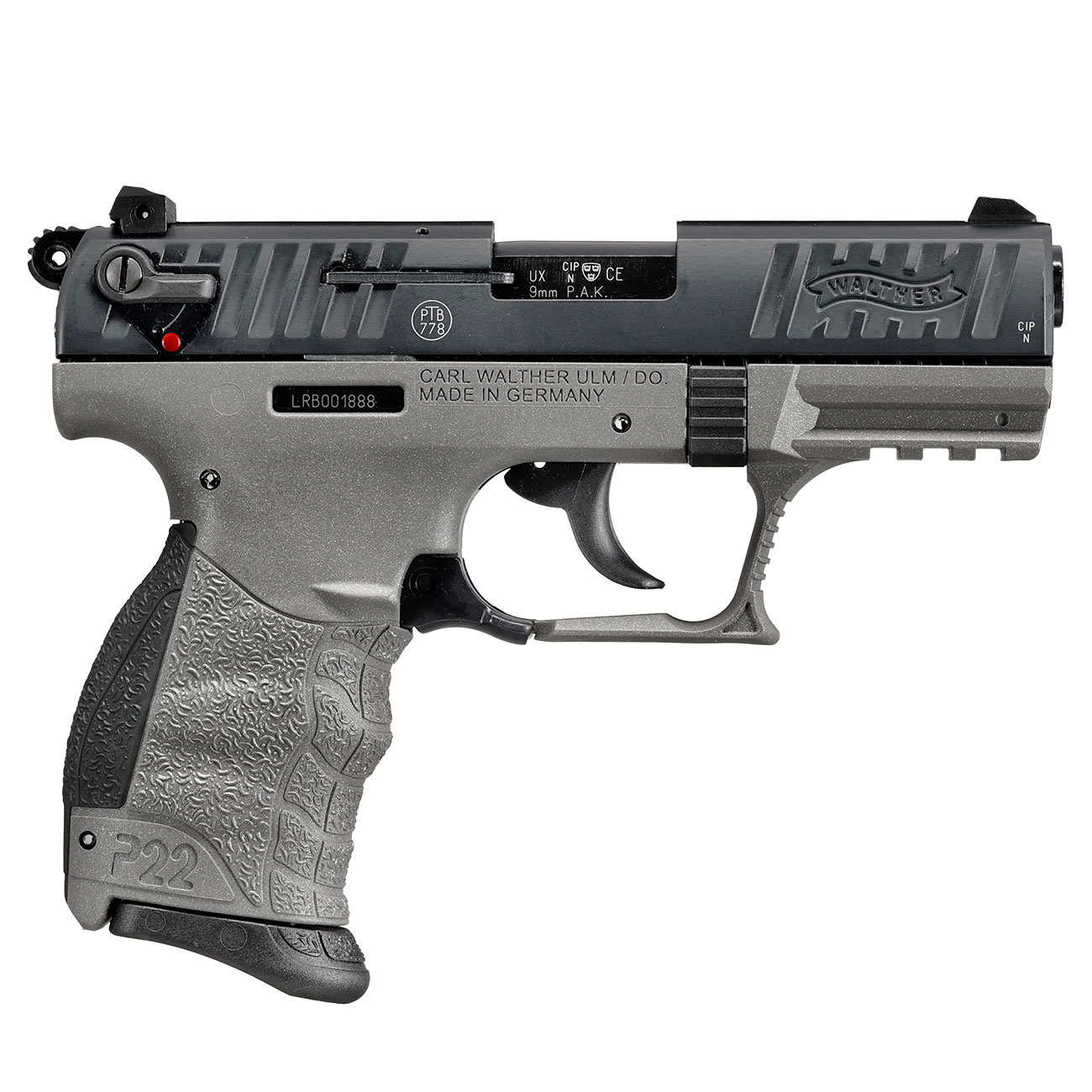 SONDERATION - Walther P22Q Schreckschuss Pistole 9mm P.A.K. Cerakote Meteor Gray inkl. 100 Schuss Platzpatronen Bild 3
