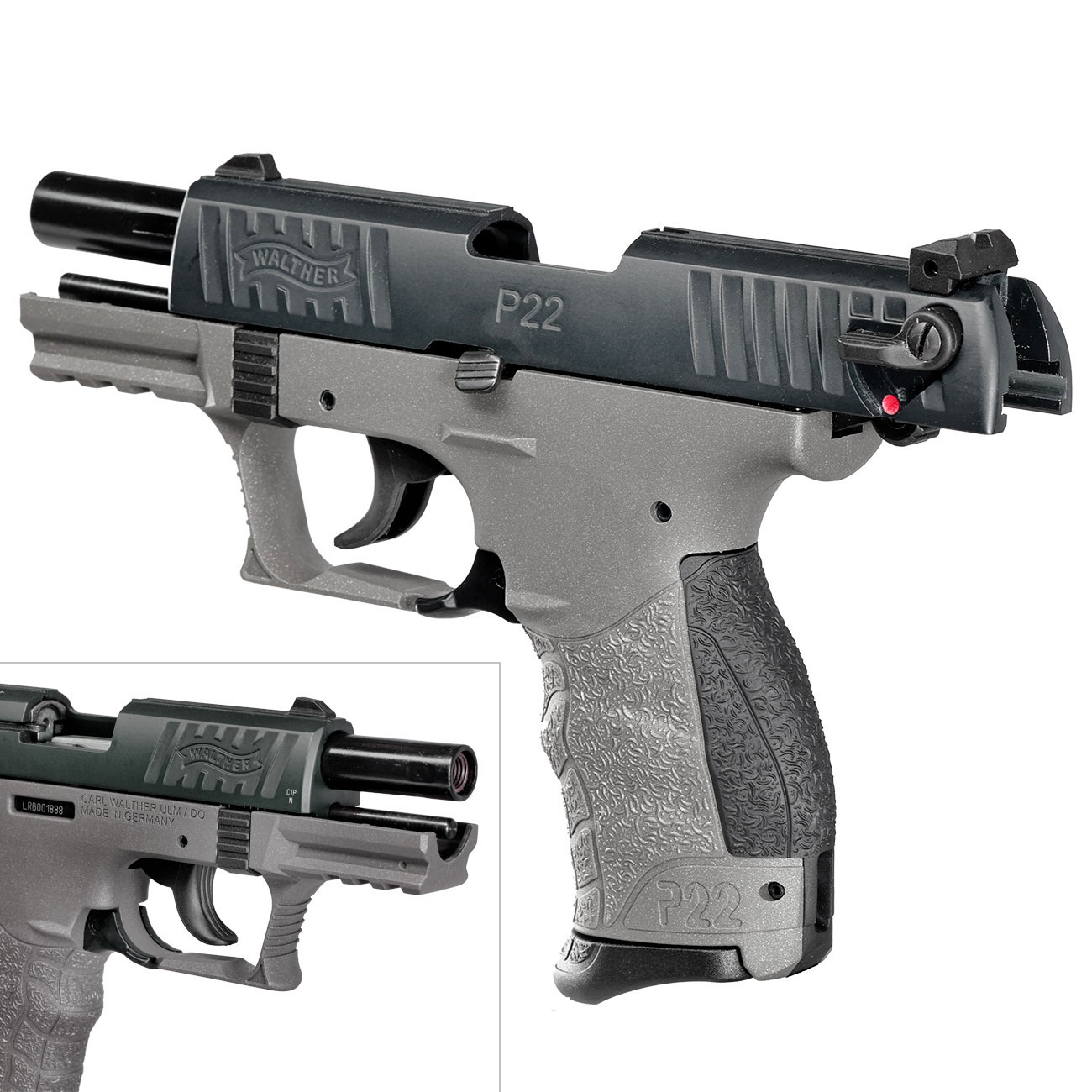 SONDERATION - Walther P22Q Schreckschuss Pistole 9mm P.A.K. Cerakote Meteor Gray inkl. 100 Schuss Platzpatronen Bild 8