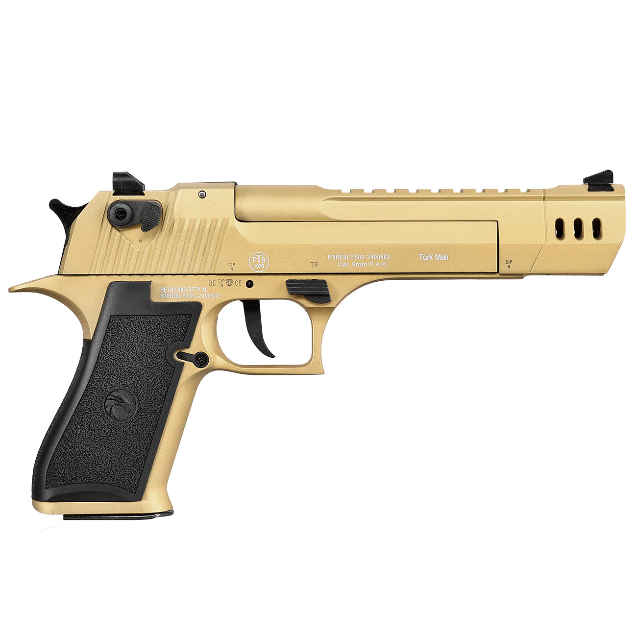Retay Big Fifty XL Schreckschusspistole 9mm P.A.K. gold Bild 3