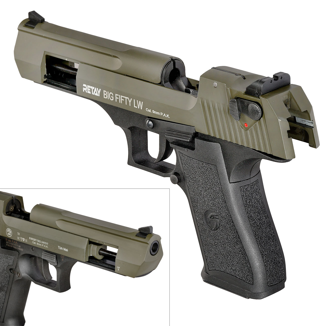 Retay Big Fifty LW Schreckschusspistole 9mm P.A.K. oliv Bild 8