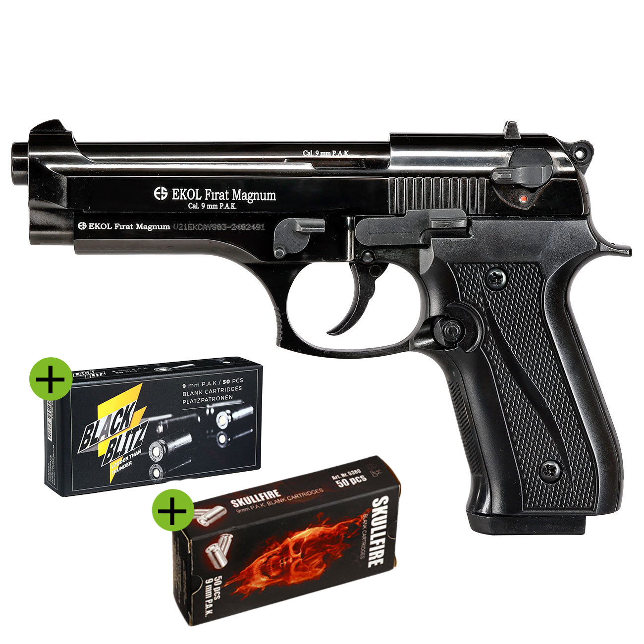 Ekol Firat Magnum Schreckschusspistole 9mm P.A.K. im Vorteilset mit 100 Schuss