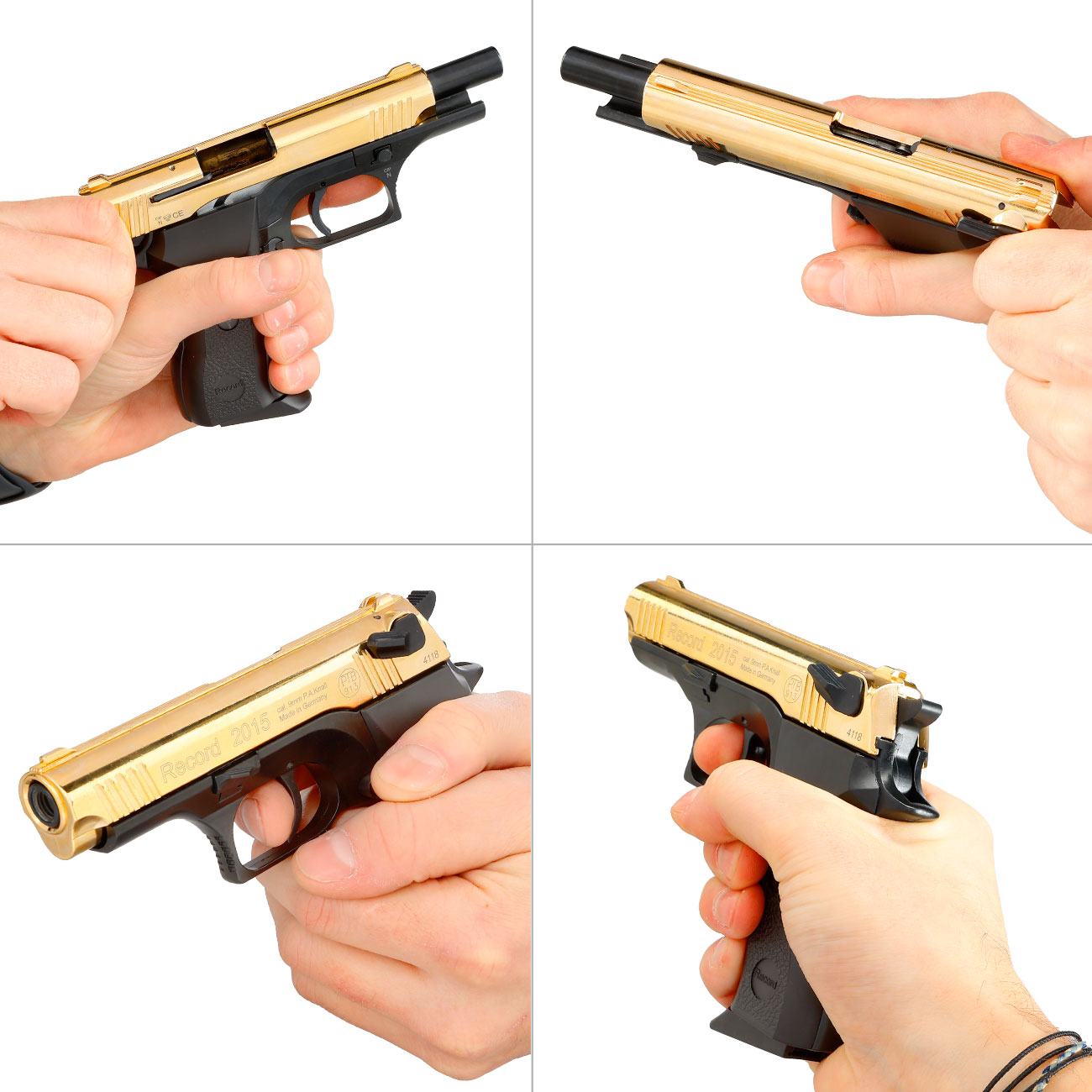 Record 2015 Schreckschuss Pistole Kal. 9mm P.A.K Sonderedition bicolor gold/brniert Bild 11