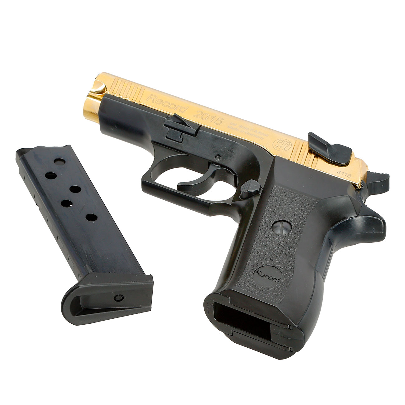 Record 2015 Schreckschuss Pistole Kal. 9mm P.A.K Sonderedition bicolor gold/brniert Bild 6