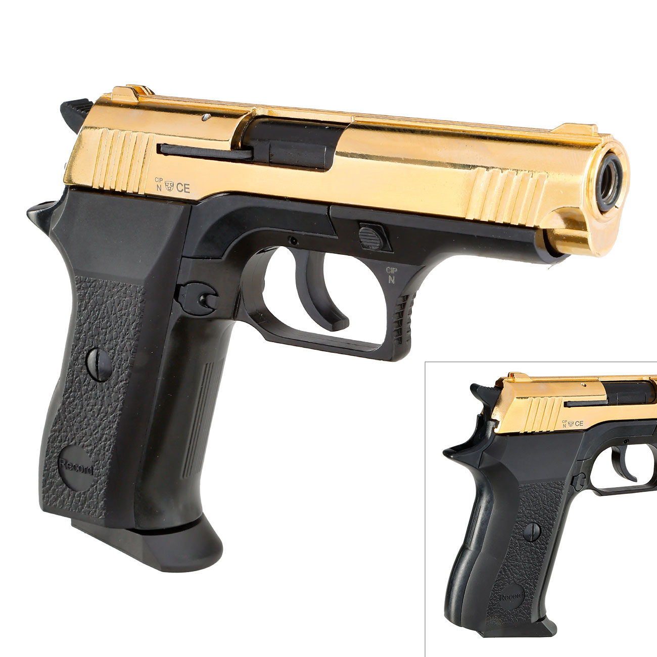 Record 2015 Schreckschuss Pistole Kal. 9mm P.A.K Sonderedition bicolor gold/brniert Bild 9