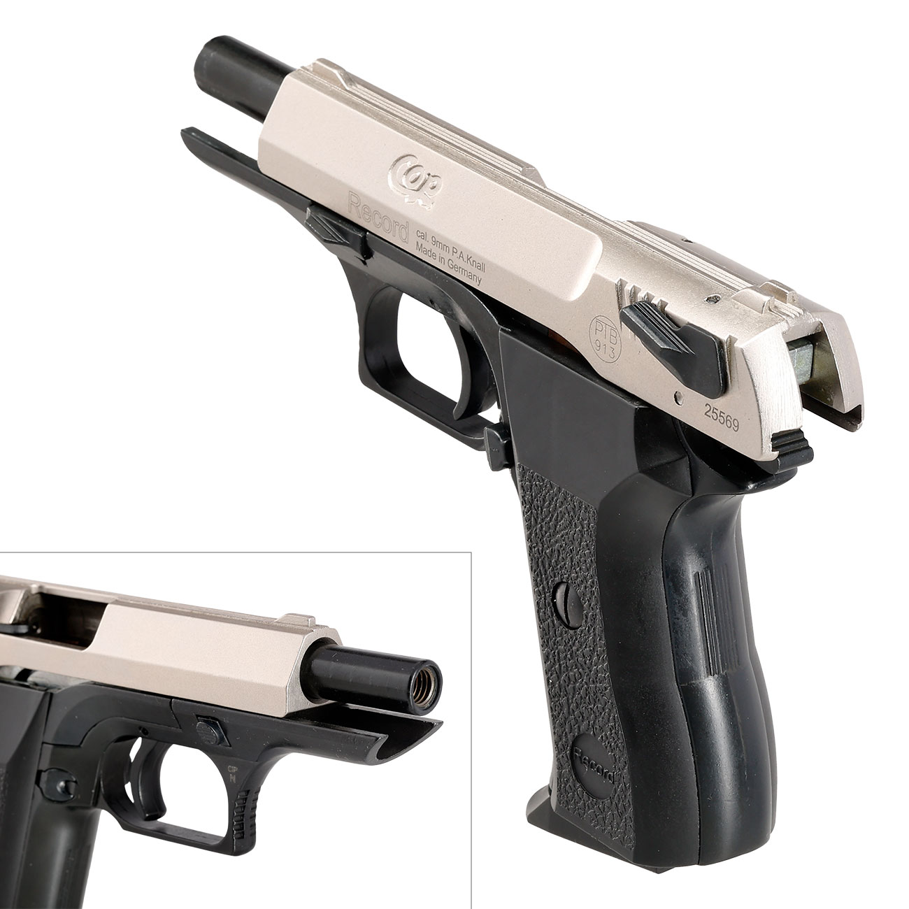 Record COP Schreckschuss Pistole Kal. 9mm P.A.K Sonderedition bicolor silber/brniert Bild 8
