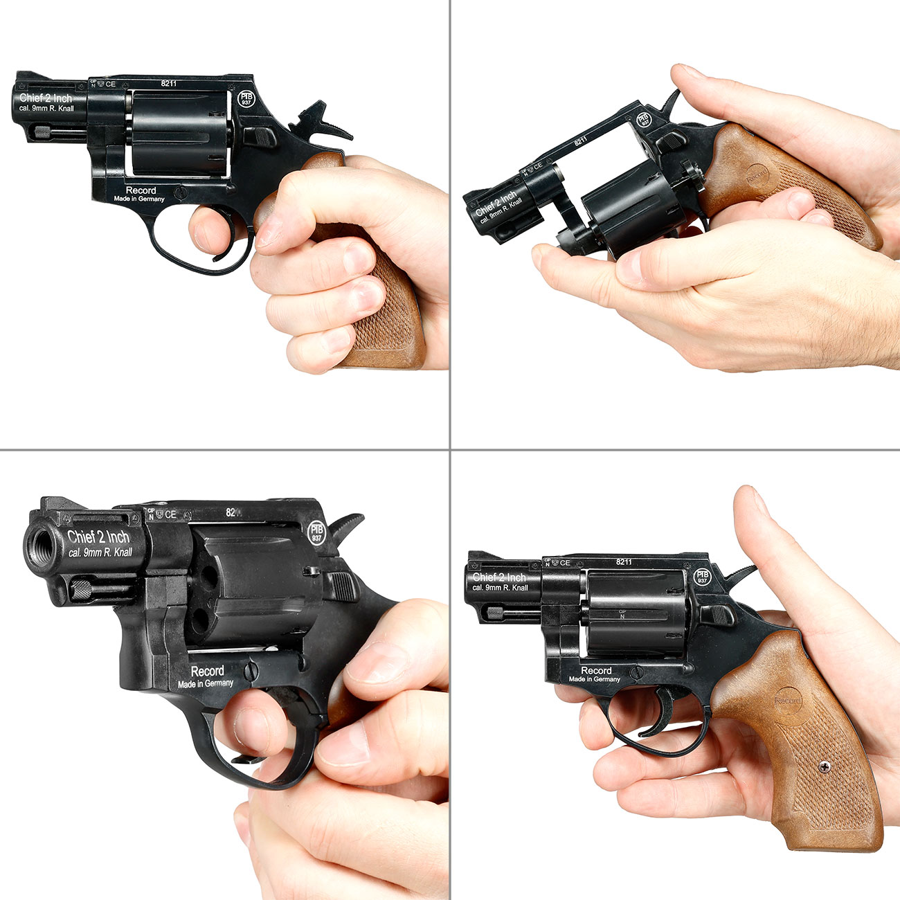 Record Chief 2 Zoll Schreckschuss Revolver Kal. 9 mm R.K. schwarz mit braunen Griffschalen Bild 10