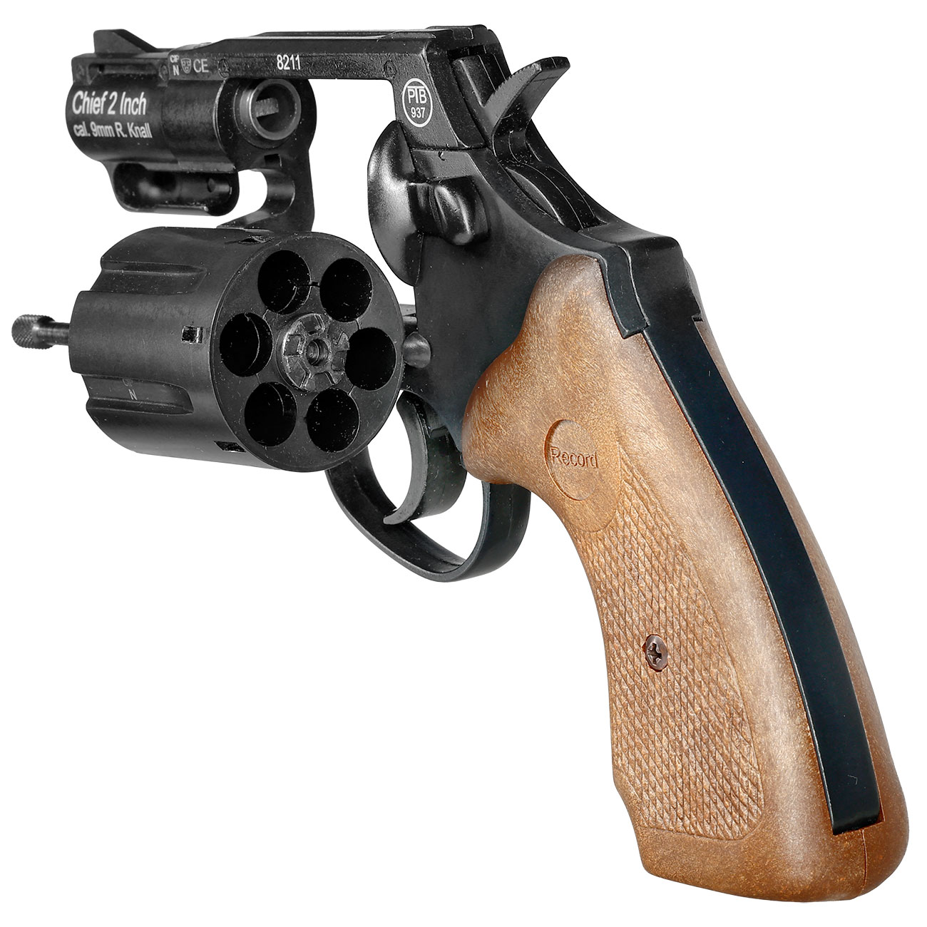 Record Chief 2 Zoll Schreckschuss Revolver Kal. 9 mm R.K. schwarz mit braunen Griffschalen Bild 11