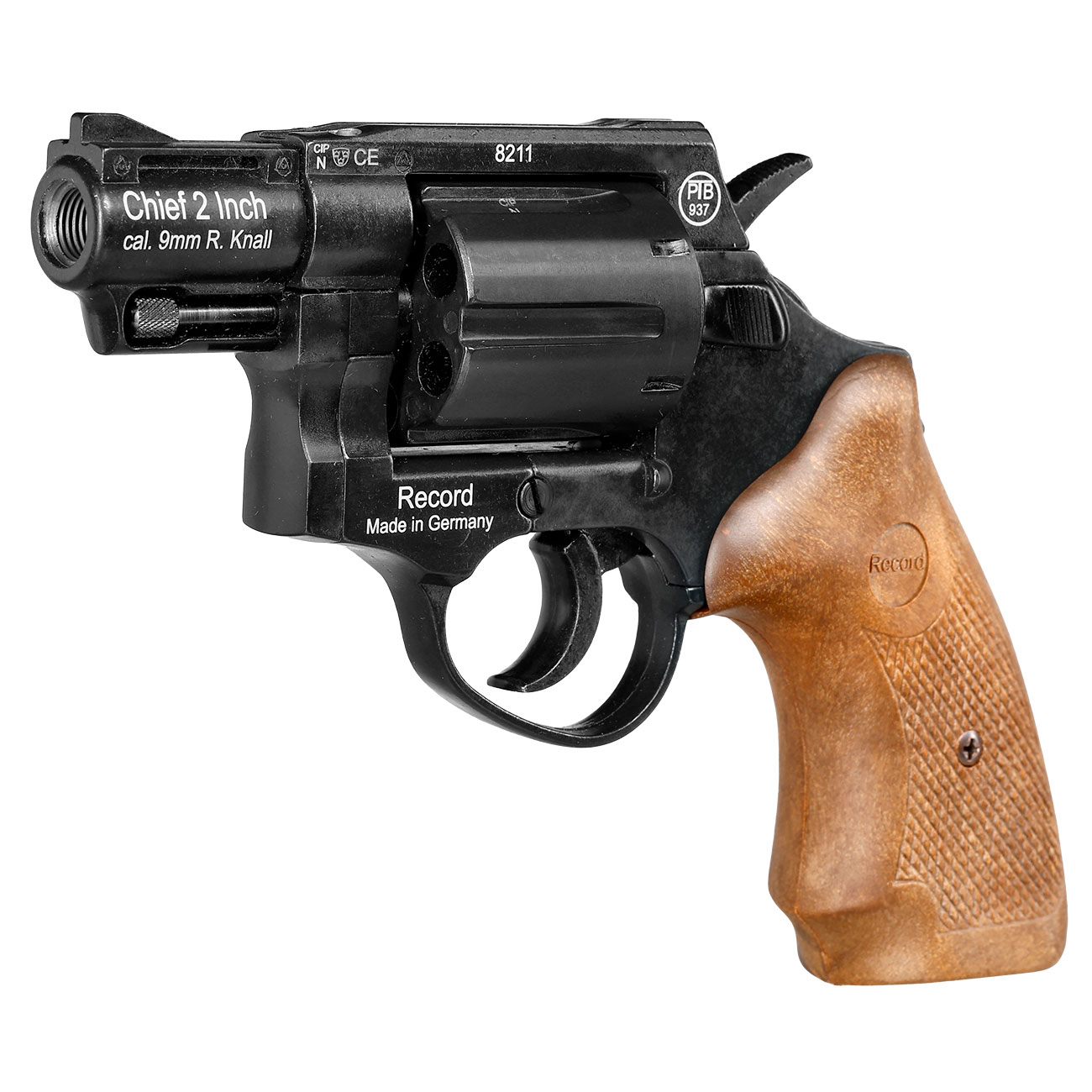 Record Chief 2 Zoll Schreckschuss Revolver Kal. 9 mm R.K. schwarz mit braunen Griffschalen Bild 2