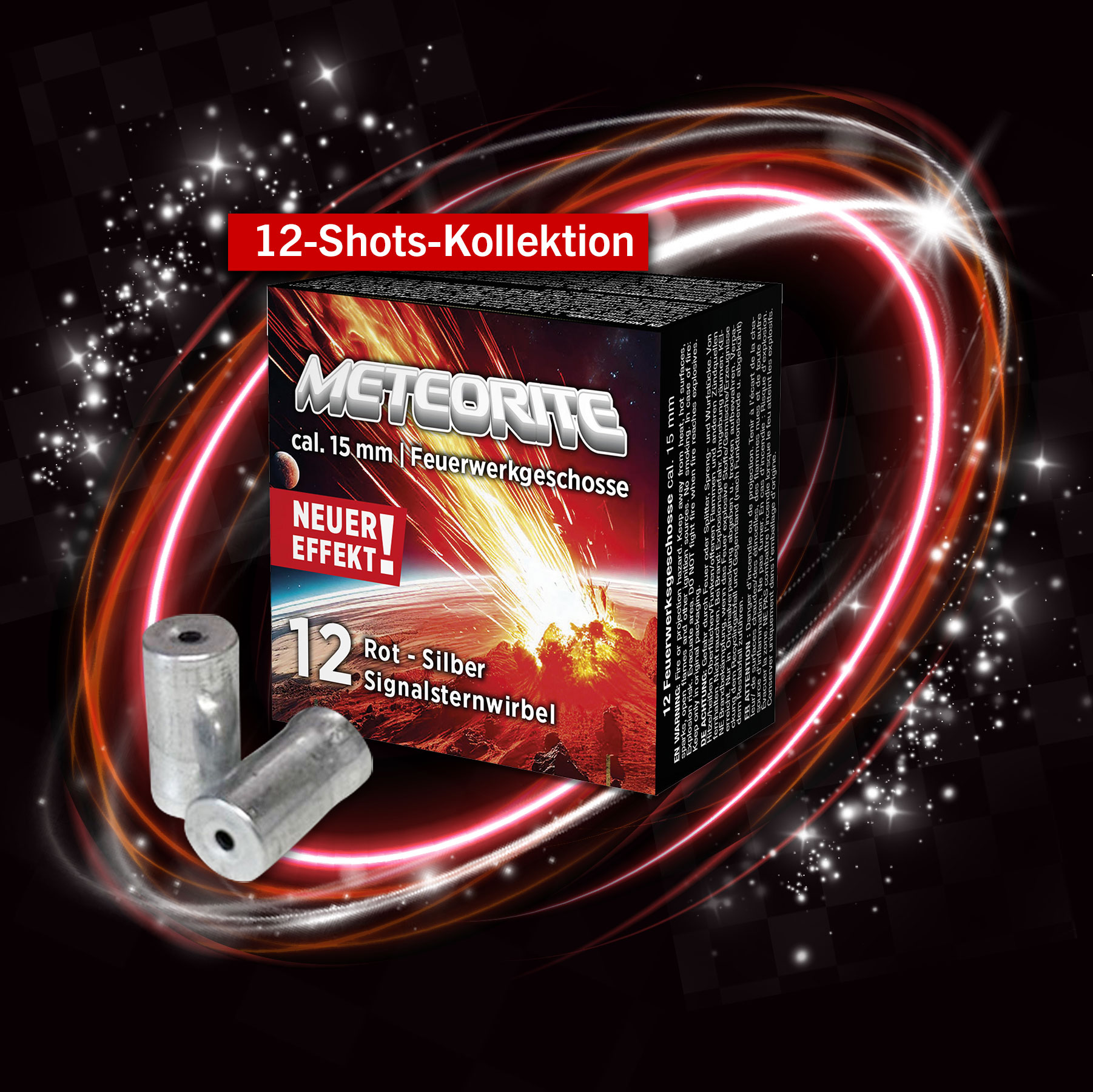 Umarex Signaleffekt Leucht-Signalsternwirbel Meteorite rot/silber 12 Stck
