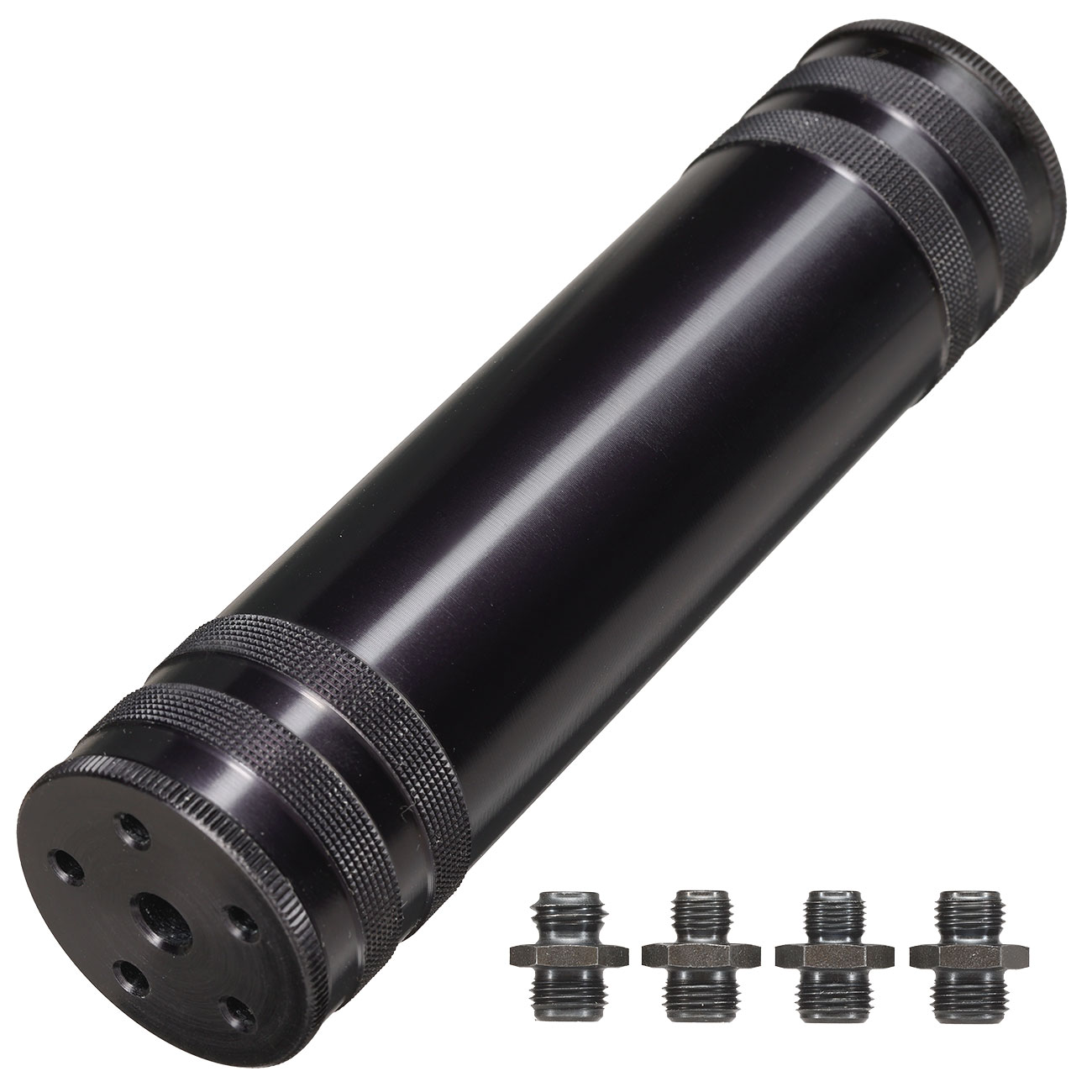 Zoraki Schalld�mpfer f. Schreckschusswaffen inkl. 4 Montageadapter schwarz