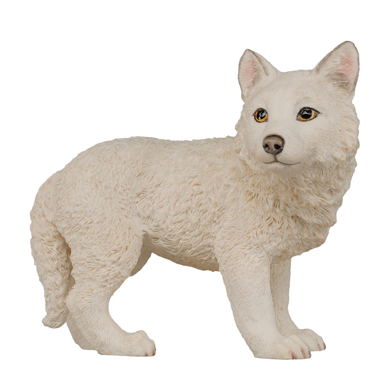 Dekofigur weier Wolf Welpe stehend 11 x 12 cm