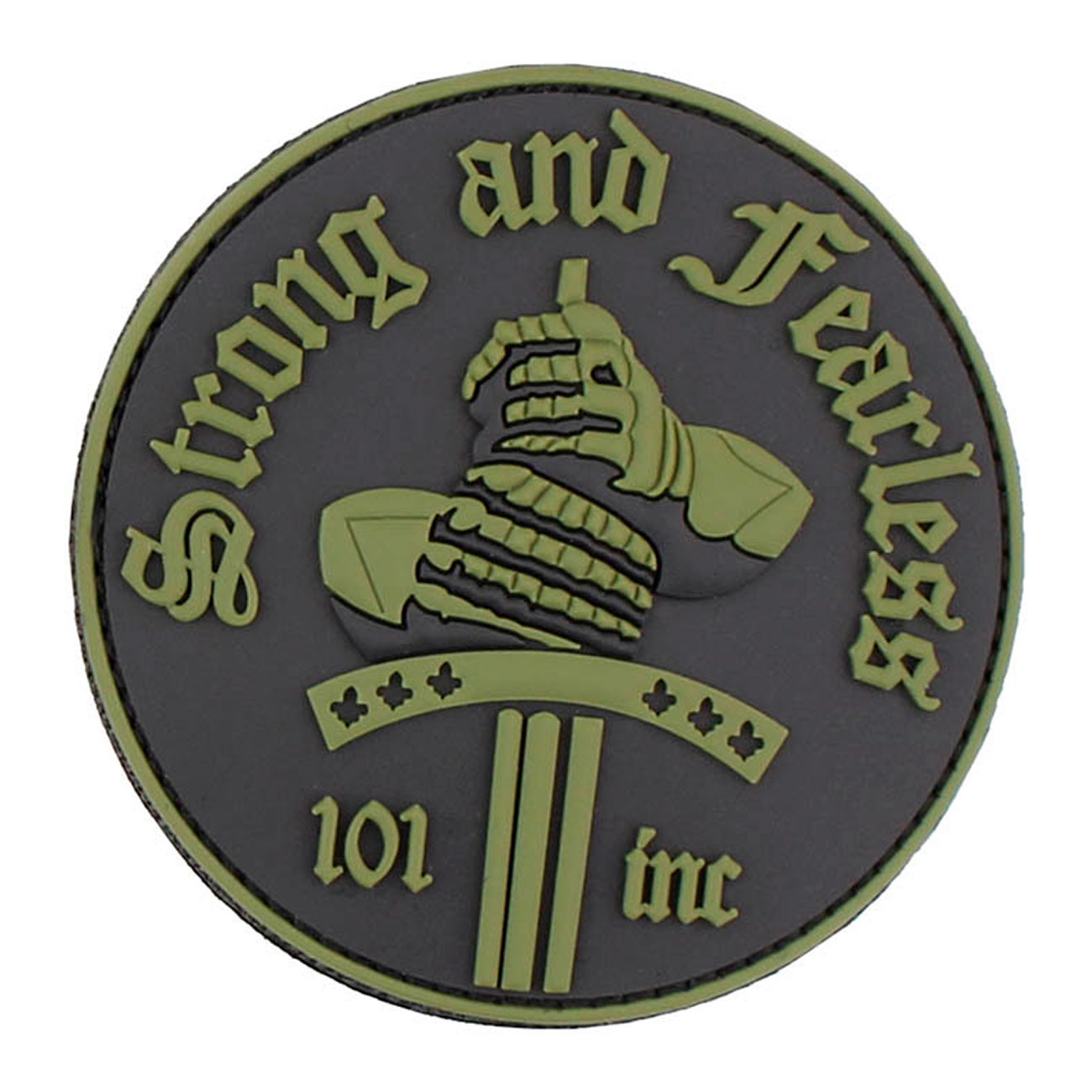 3D Rubber Patch Strong and Fearless grün