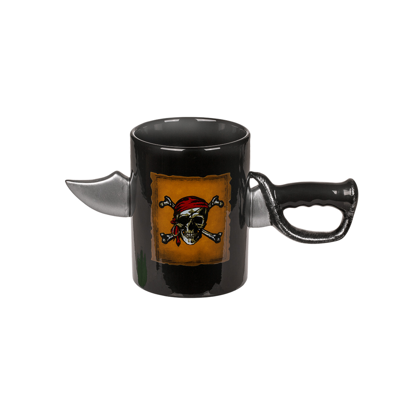 Becher Piratenmotiv mit Schwert-Griff 350 ml