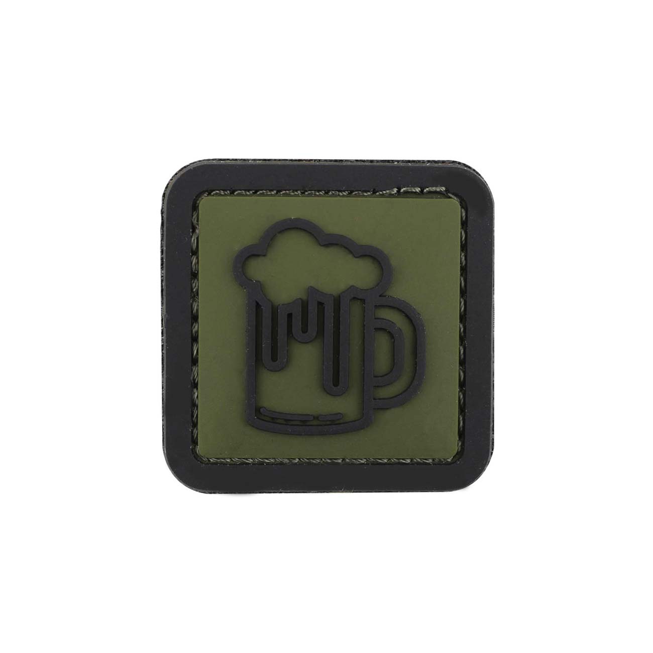 3D Rubber Patch mit Klettflche Bierkrug oliv/schwarz
