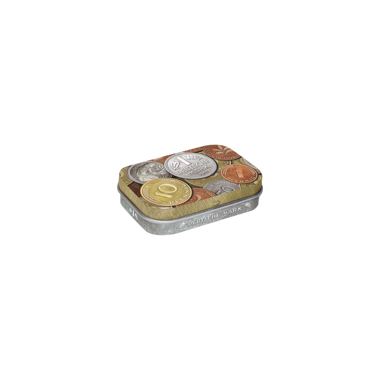 Pillendose D-Mark Münzen mit Pfefferminzpastillen