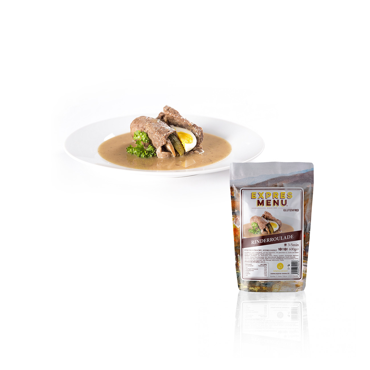 Outdoor-Mahlzeit Rinderroulade glutenfrei