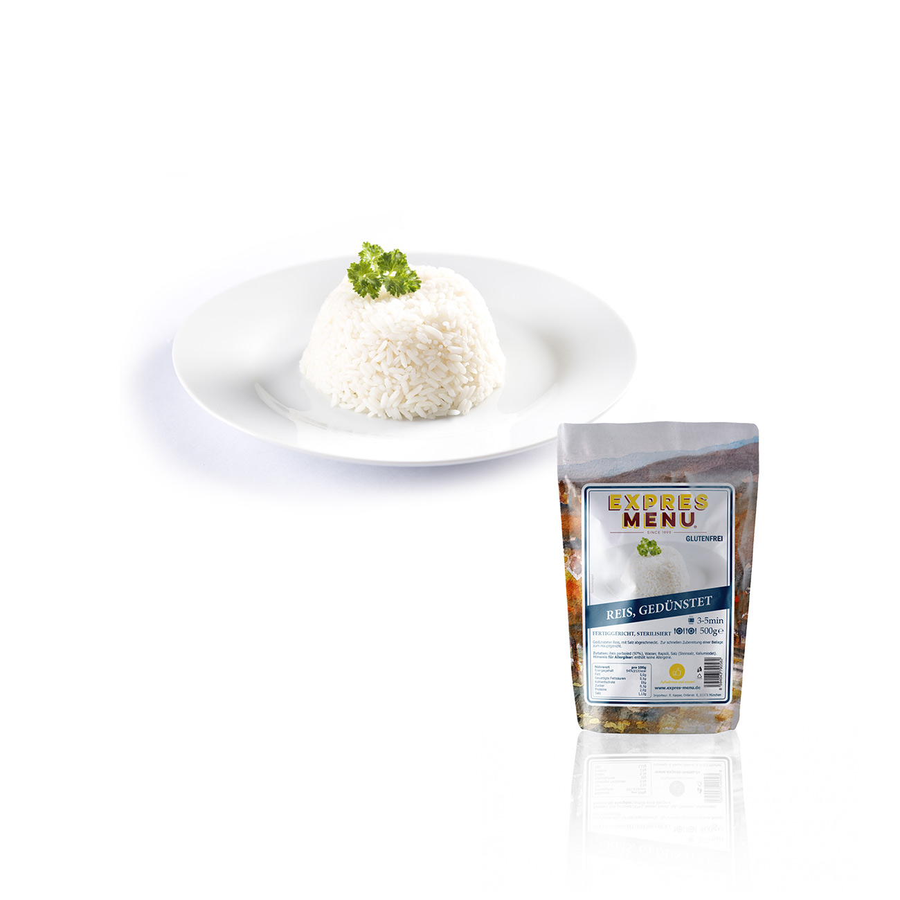 Outdoor-Mahlzeit Reis gedünstet glutenfrei