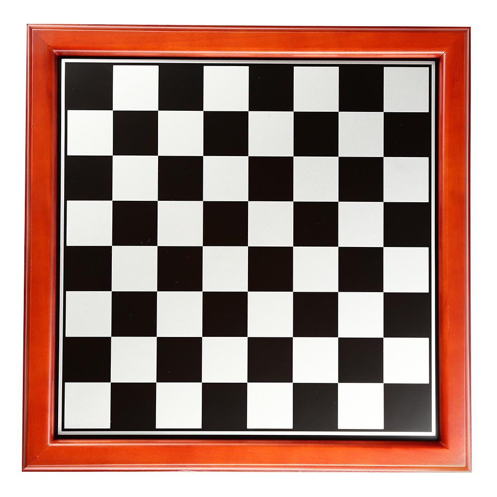 Hochwertiges Schachbrett mit rotbraunem Holz, schwarz - silberne Felder