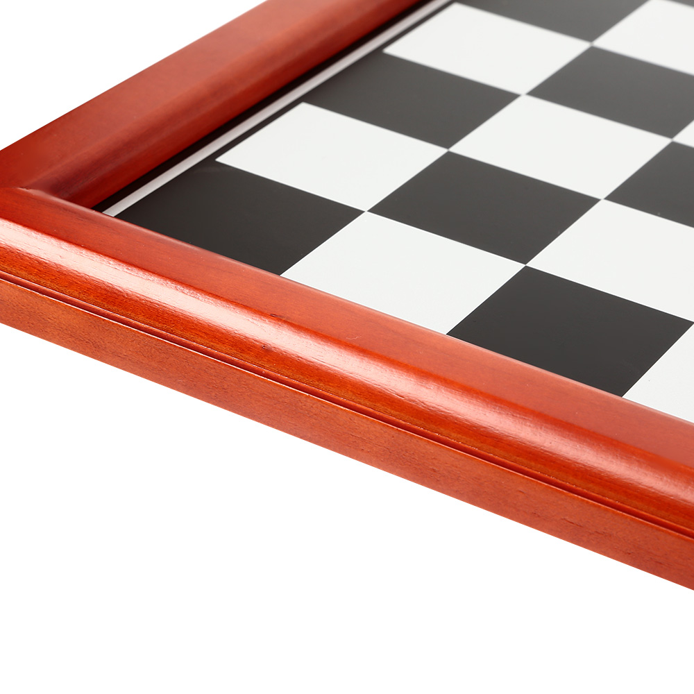 Hochwertiges Schachbrett mit rotbraunem Holz, schwarz - silberne Felder Bild 1