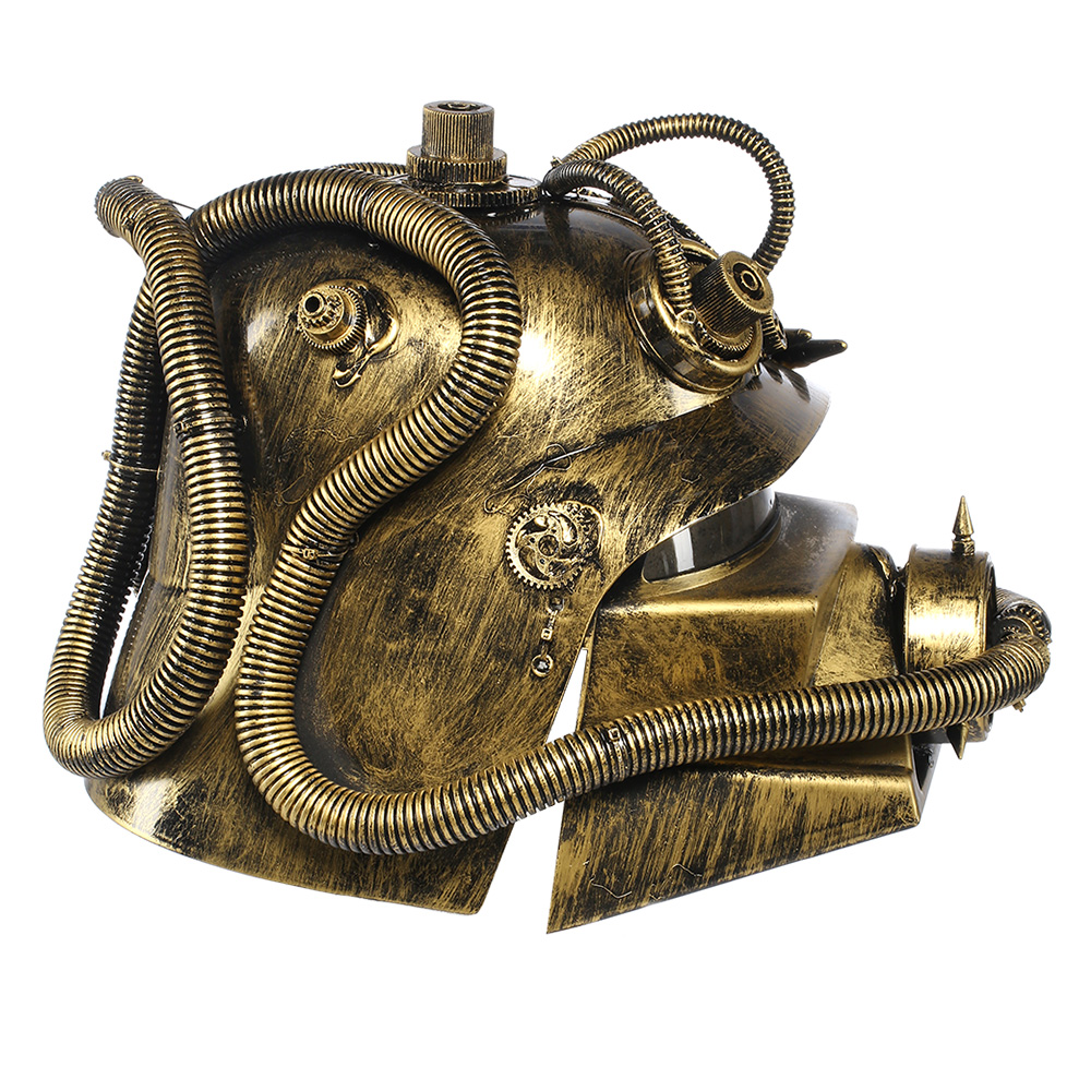 Deko Steampunk Firefighter Gashelm goldfarben Bild 4