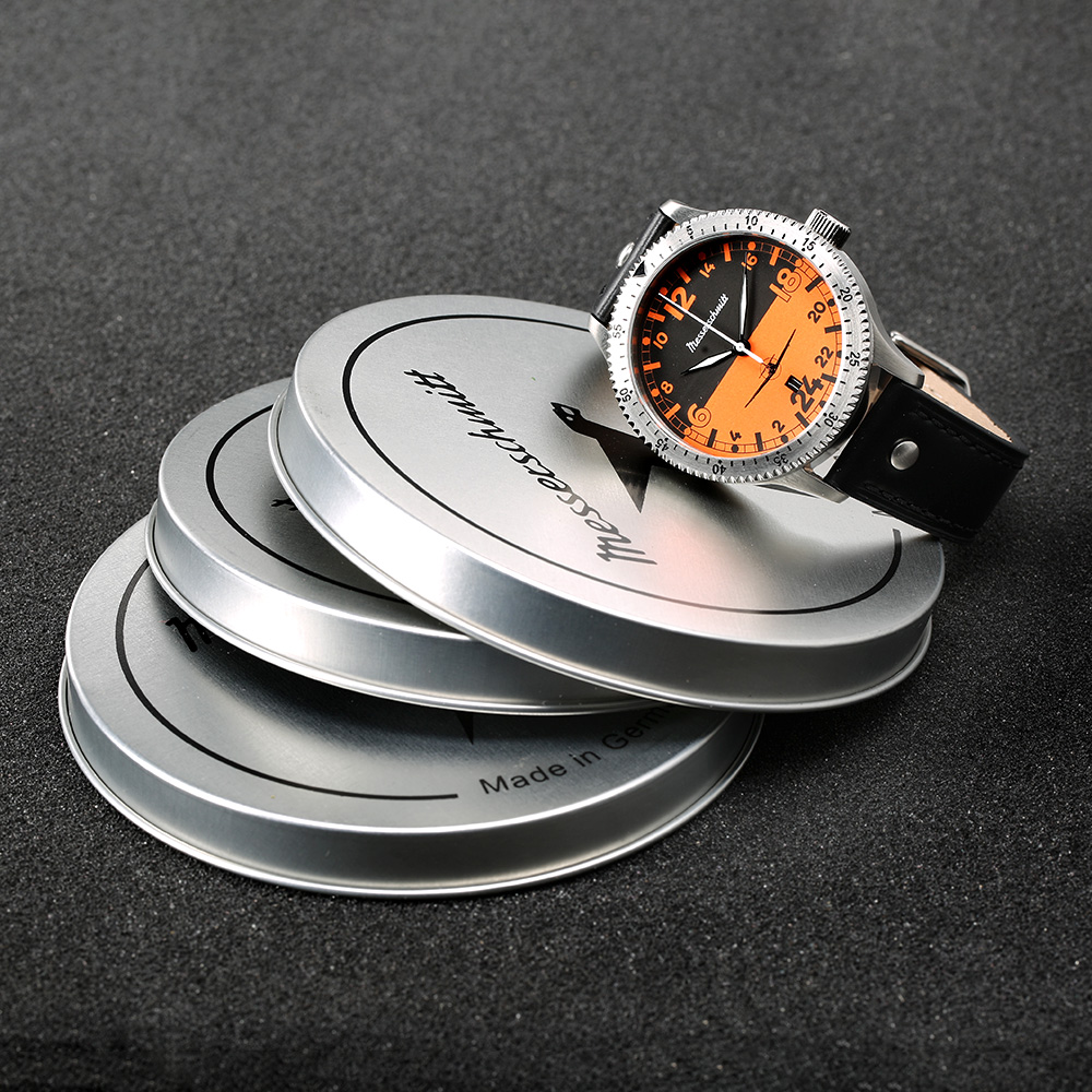Messerschmitt Fliegeruhr ME 108 Night & Day 24h orange mit Lederarmband Bild 1
