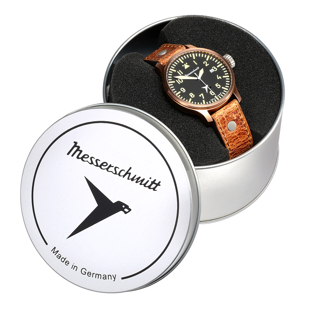 Messerschmitt Fliegeruhr Erbstck bronze mit Vintage Lederarmband Bild 1