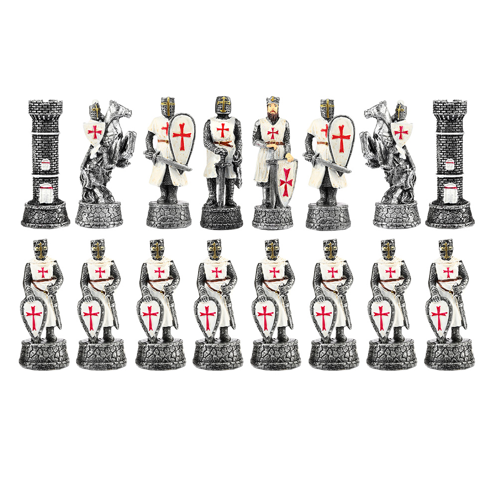 Schachfiguren Kreuzritter weiß/schwarz 32 Stück inkl. Schmuckkarton Bild 1