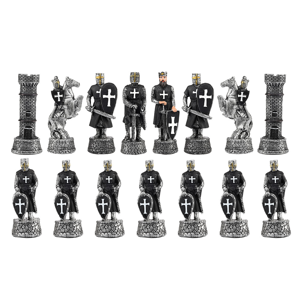 Schachfiguren Kreuzritter weiß/schwarz 32 Stück inkl. Schmuckkarton Bild 2