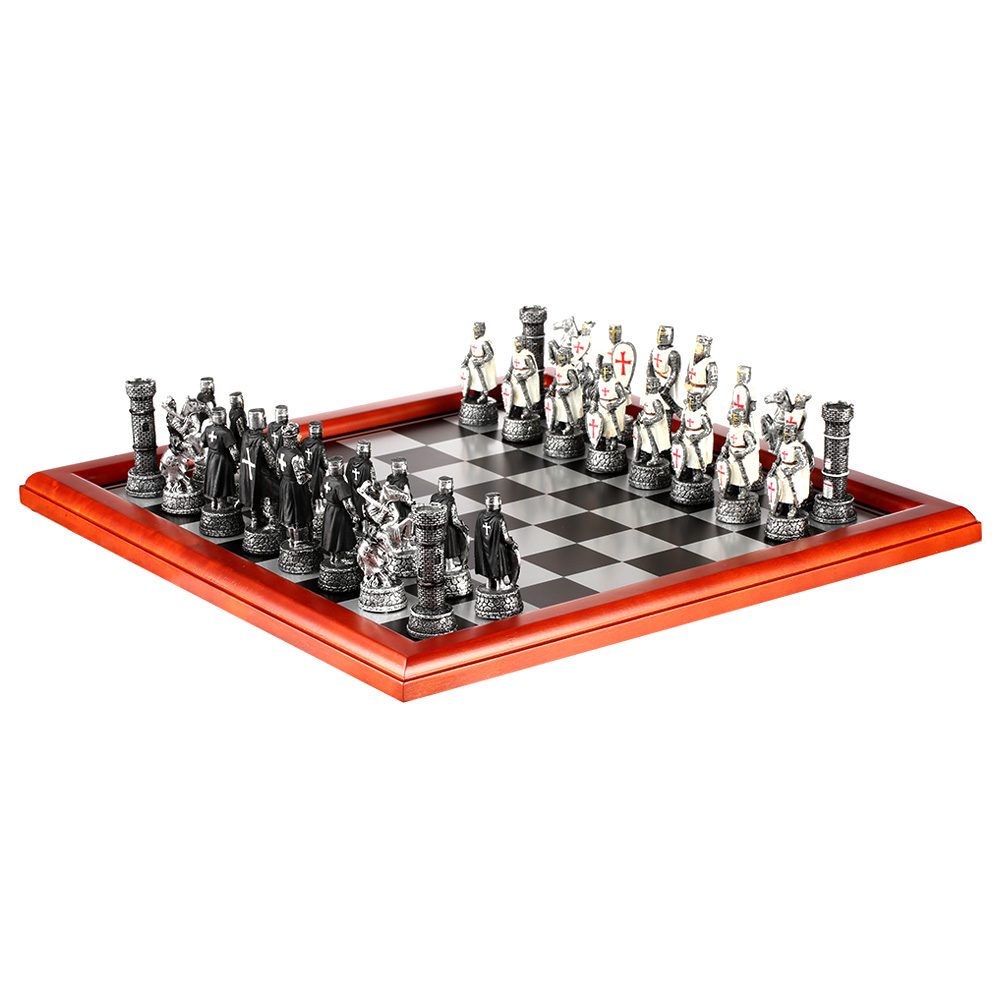 Schachfiguren Kreuzritter weiß/schwarz 32 Stück inkl. Schmuckkarton Bild 3