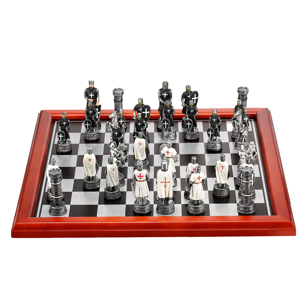 Schachfiguren Kreuzritter weiß/schwarz 32 Stück inkl. Schmuckkarton Bild 5