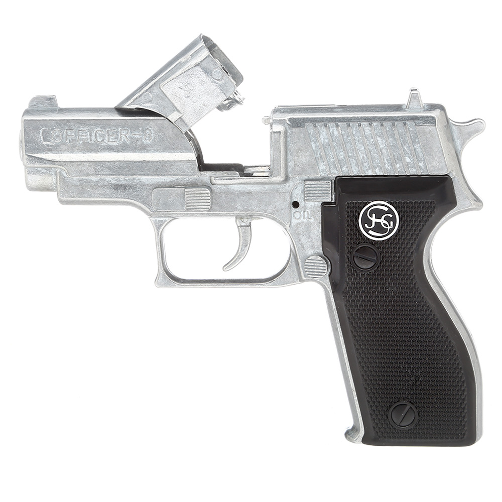 Officer Spielzeugpistole 8-Schuss Vollmetall silber Bild 1