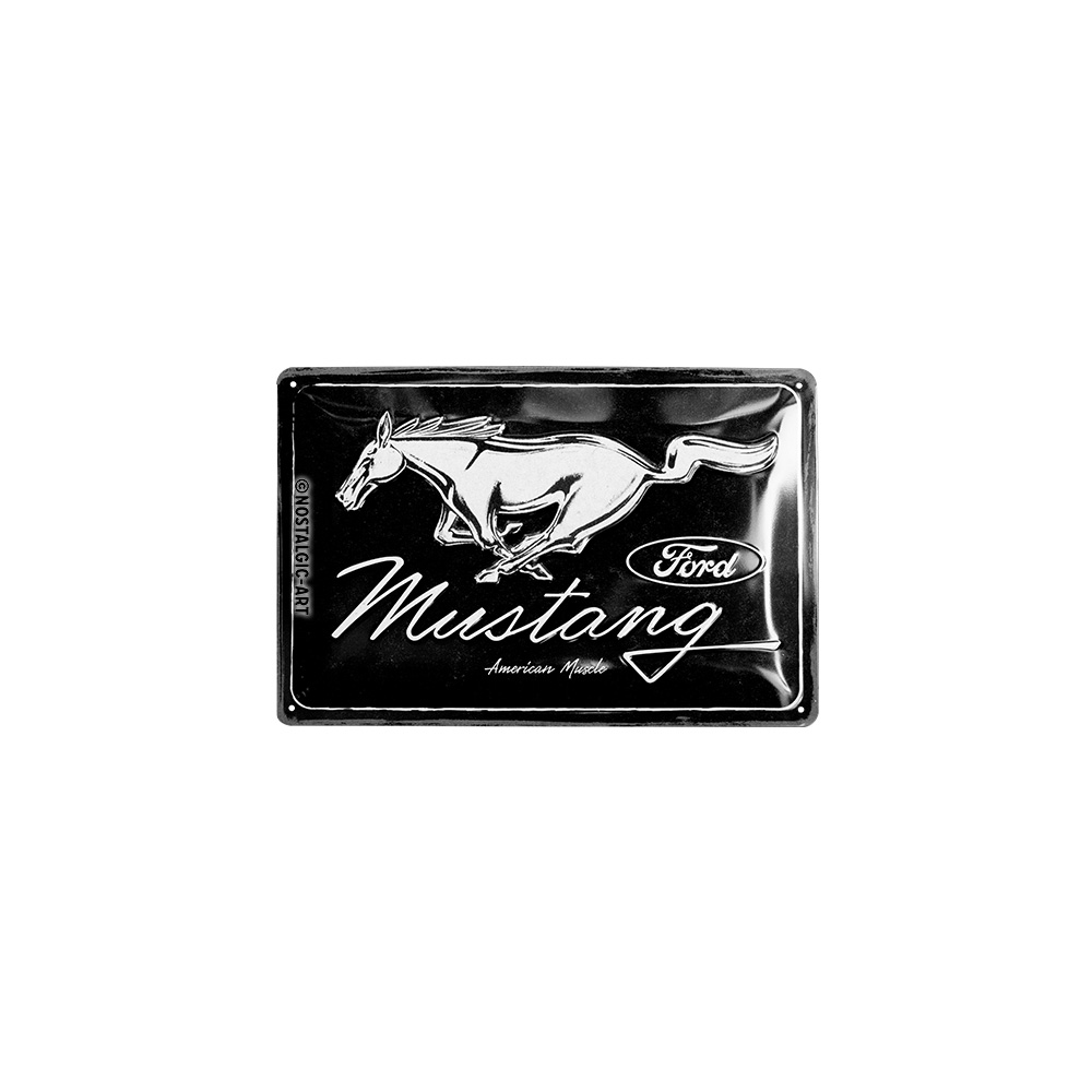 Blechschild Ford Mustang Horse Logo 30x20 cm schwarz