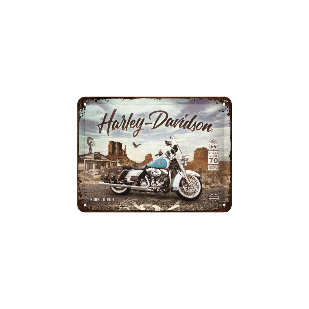 Blechschild Harley-Davidson Route 66 Road King Classic 20 x 15 cm