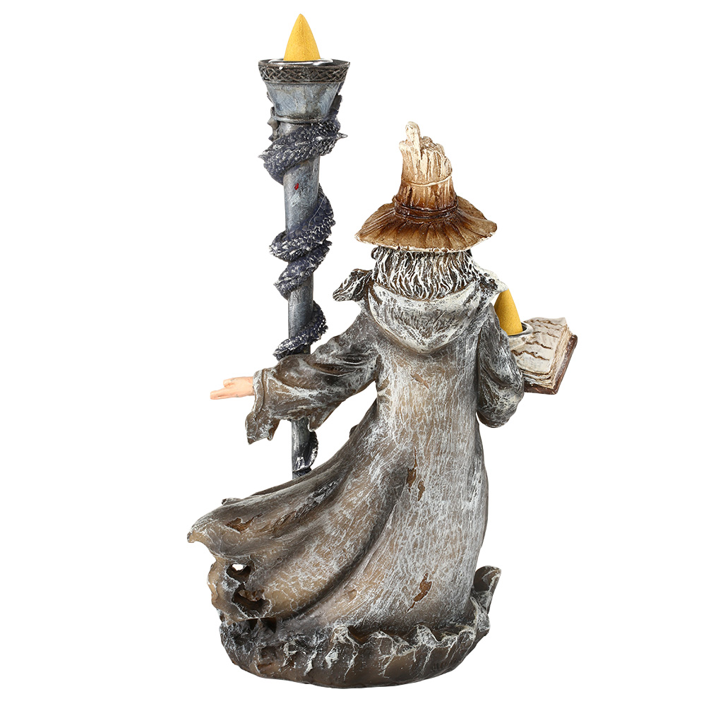 Dekofigur Zauberer mit Räucherkegel und Teelicht Bild 3