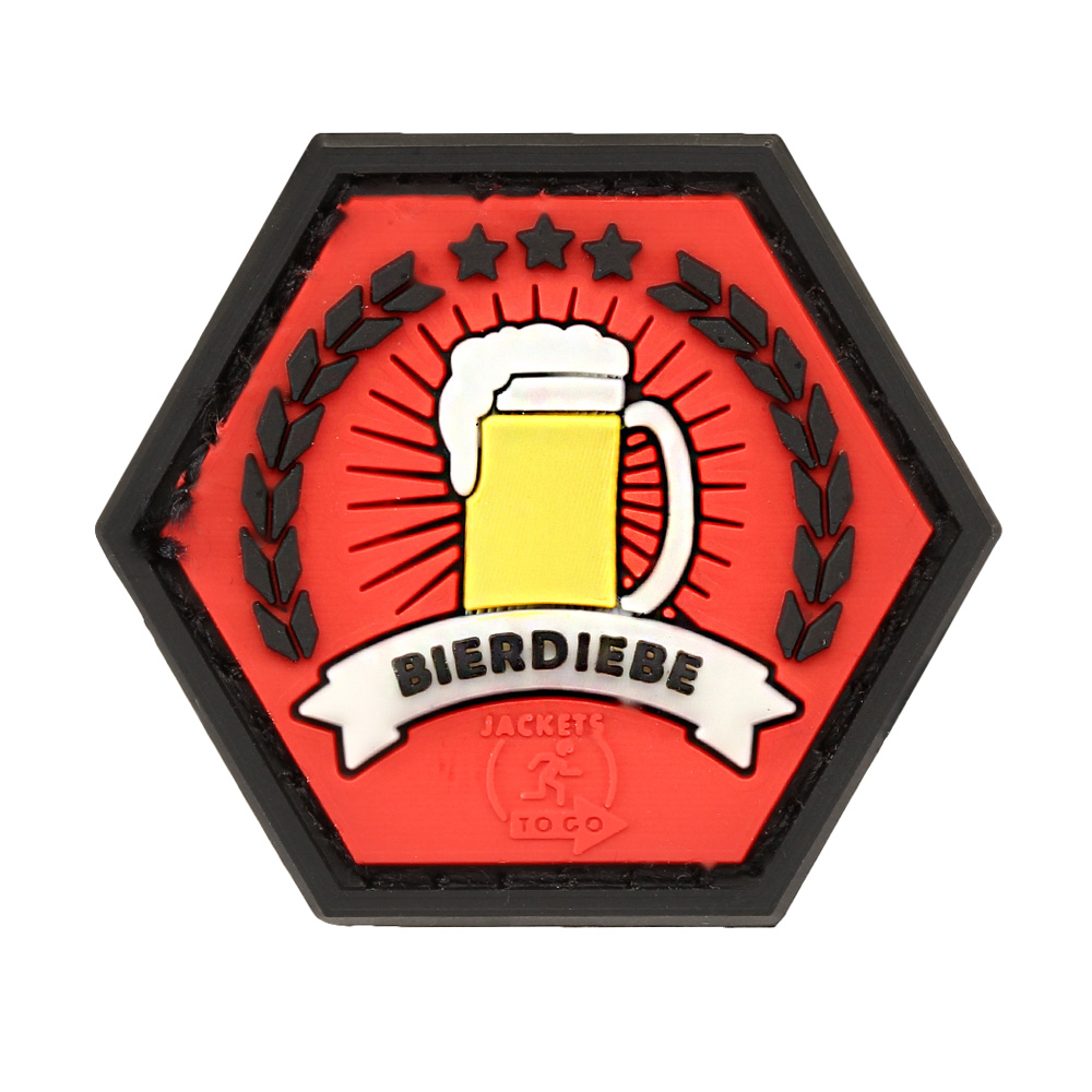 JTG 3D Rubber Patch mit Klettflche Hexagon Bierdiebe rot