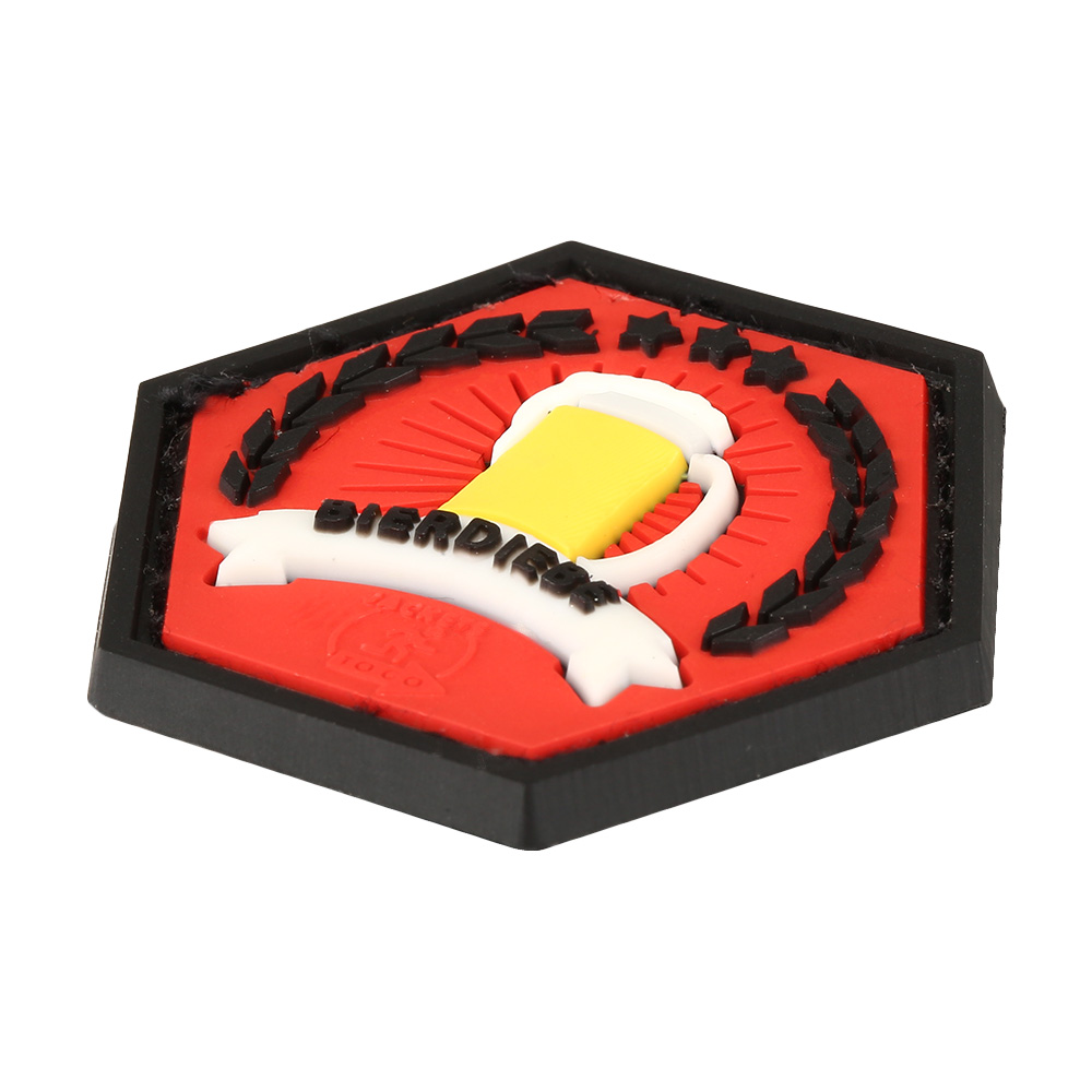 JTG 3D Rubber Patch mit Klettflche Hexagon Bierdiebe rot Bild 1